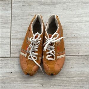 Diesel Tan and White Sneakers with Classic Low-Top Design